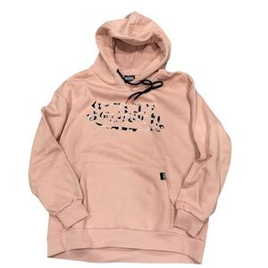 Von Dutch Womens Pink Cow Print Logo Pullover Hoodie Sweatshirt Size Medium